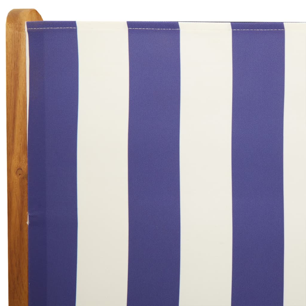 Sedie da Giardino Reclinabili 4 pz Blu e Bianco Tessuto e Legno