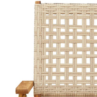 Sedie Giardino Pieghevoli 6pz Beige Polyrattan e Legno Massello 3214563