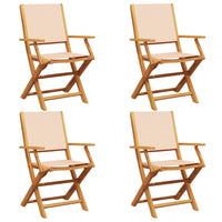 Sedie da Giardino Pieghevoli 4pz Beige Tessuto e Legno Massello