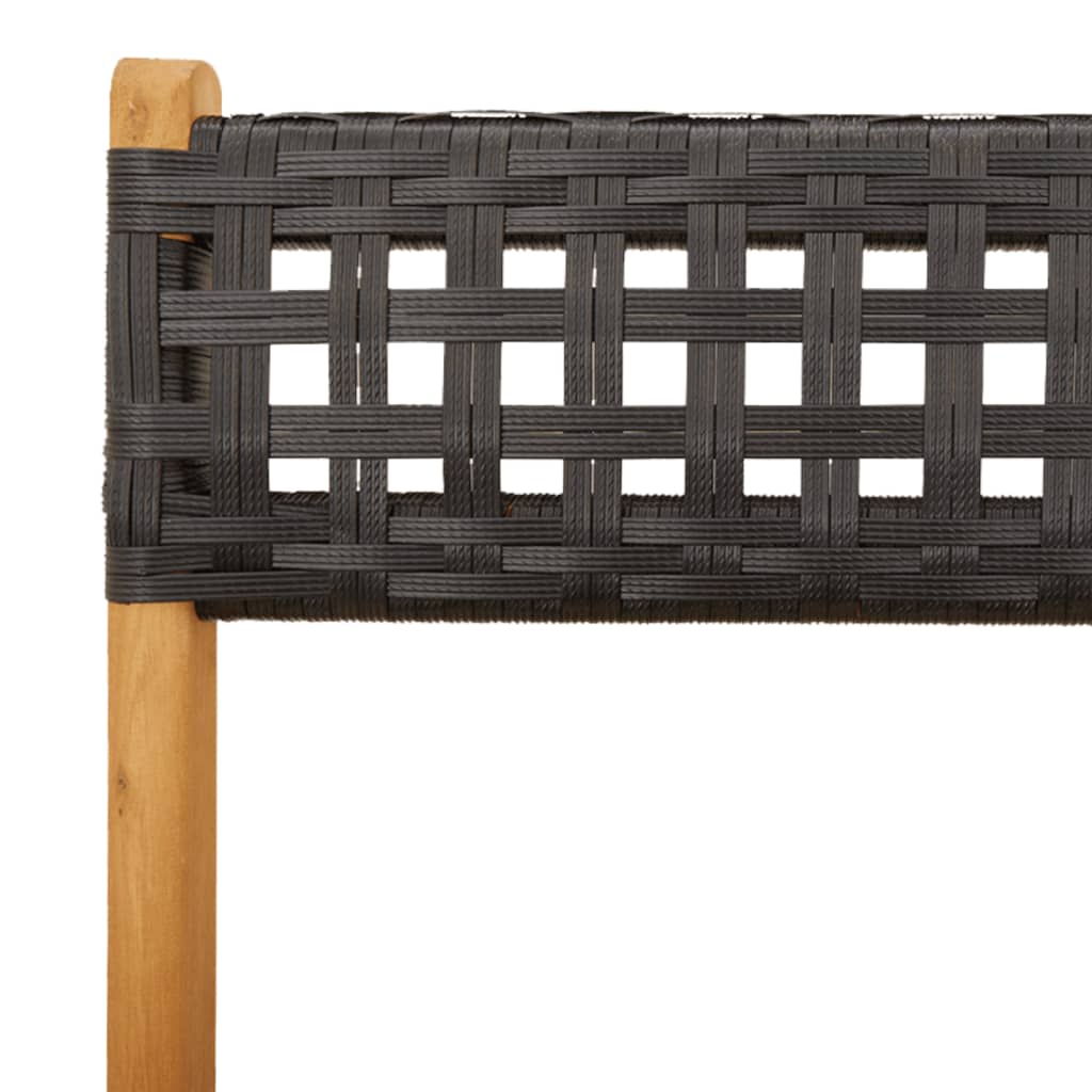 Sedie Giardino Pieghevoli 8pz Nere Polyrattan e Legno Massello 3214594