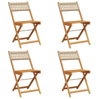 Sedie Giardino Pieghevoli 4pz Beige Polyrattan e Legno Massello 3214598