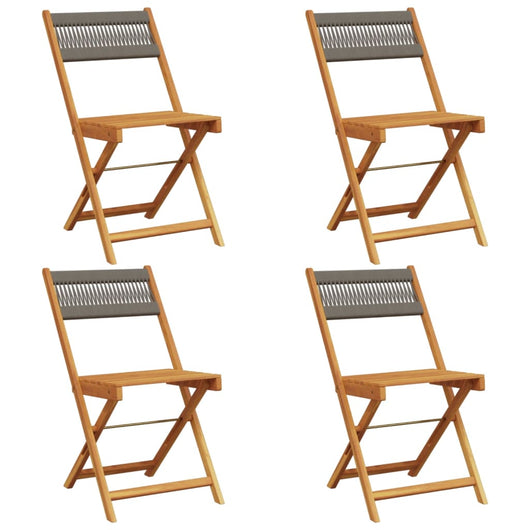 vidaXL Sedie da Giardino Pieghevoli 4pz Grigie Legno Massello Acacia