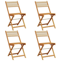 Sedie da Giardino Pieghevoli 4pz Beige Legno Massello di Acacia