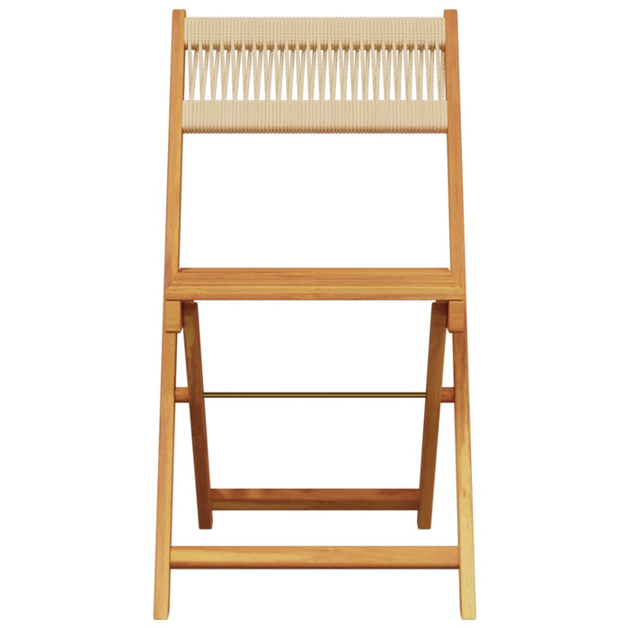 Sedie da Giardino Pieghevoli 4pz Beige Legno Massello di Acacia