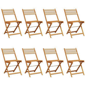 Sedie da Giardino Pieghevoli 8pz Beige Legno Massello di Acacia 3214609