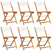 Sedie da Giardino Pieghevoli 6pz Bianco Crema Tessuto e Legno 3214611
