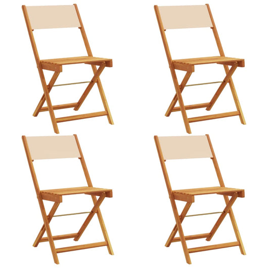 vidaXL Sedie da Giardino Pieghevoli 4pz Beige Tessuto e Legno Massello