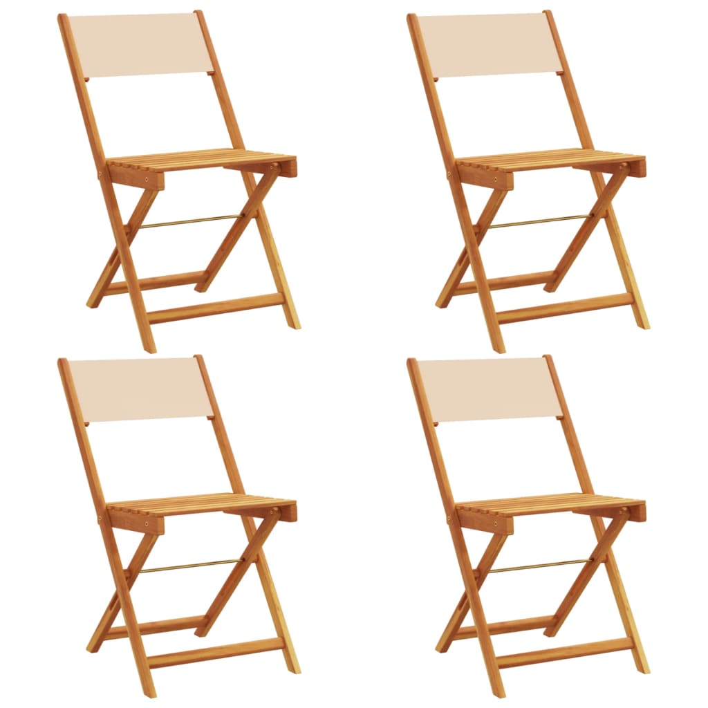 Sedie da Giardino Pieghevoli 4pz Beige Tessuto e Legno Massello 3214619