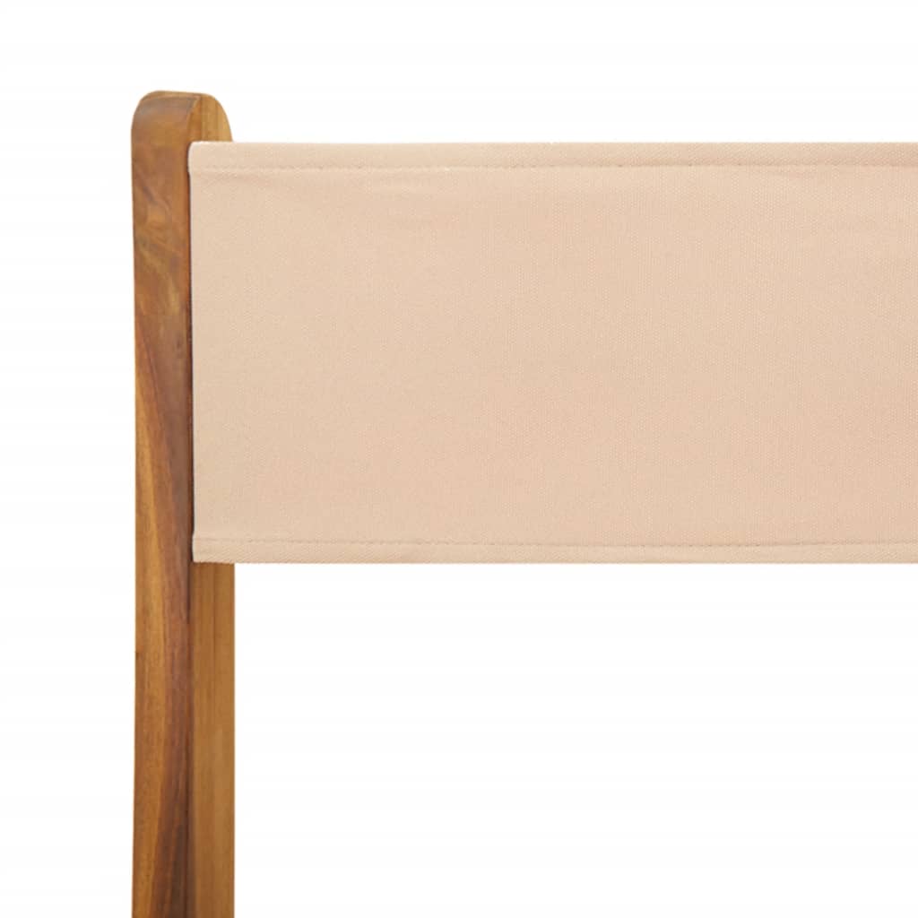 Sedie da Giardino Pieghevoli 4pz Beige Tessuto e Legno Massello 3214619
