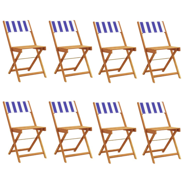 Sedie da Giardino Pieghevoli 8pz Blu e Bianco Tessuto e Legno 3214627