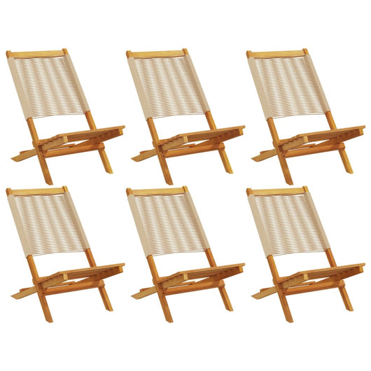 Sedie da Giardino Pieghevoli 6pz Beige Legno Massello di Acacia 3214635