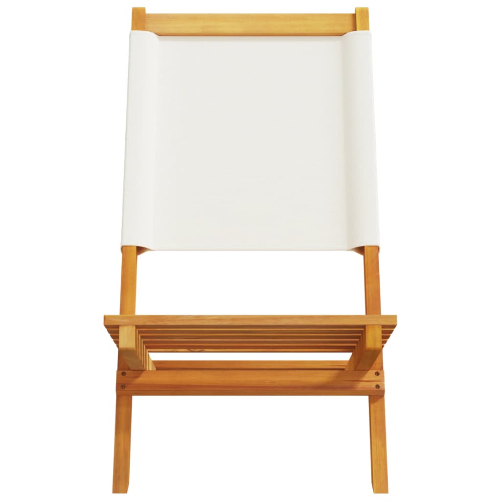 Sedie da Giardino Pieghevoli 4pz Bianco Crema Tessuto e Legno 3214637