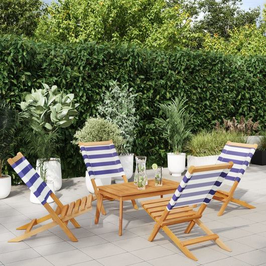 Sedie da Giardino Pieghevoli 4pz Blu e Bianco Tessuto e Legno 3214652