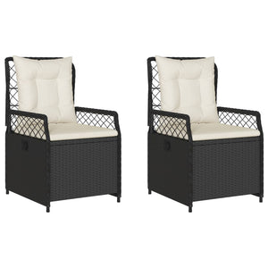 Sedie da Giardino Reclinabili 2 pz Nere in Polyrattan 368661