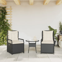 Sedie da Giardino Reclinabili 2 pz Nere in Polyrattan 368661