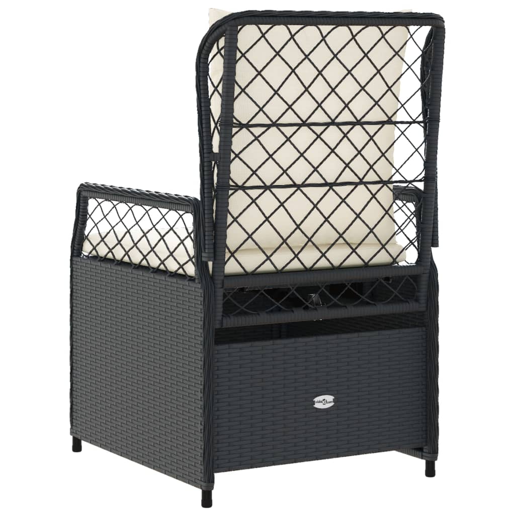Sedie da Giardino Reclinabili 2 pz Nere in Polyrattan 368661