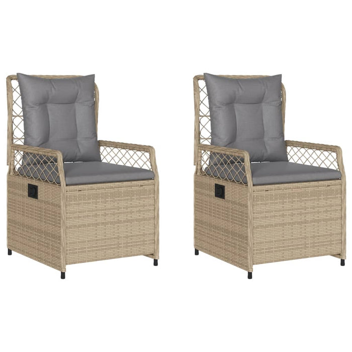 Sedie da Giardino Reclinabili 2 pz Beige Polyrattan 368664