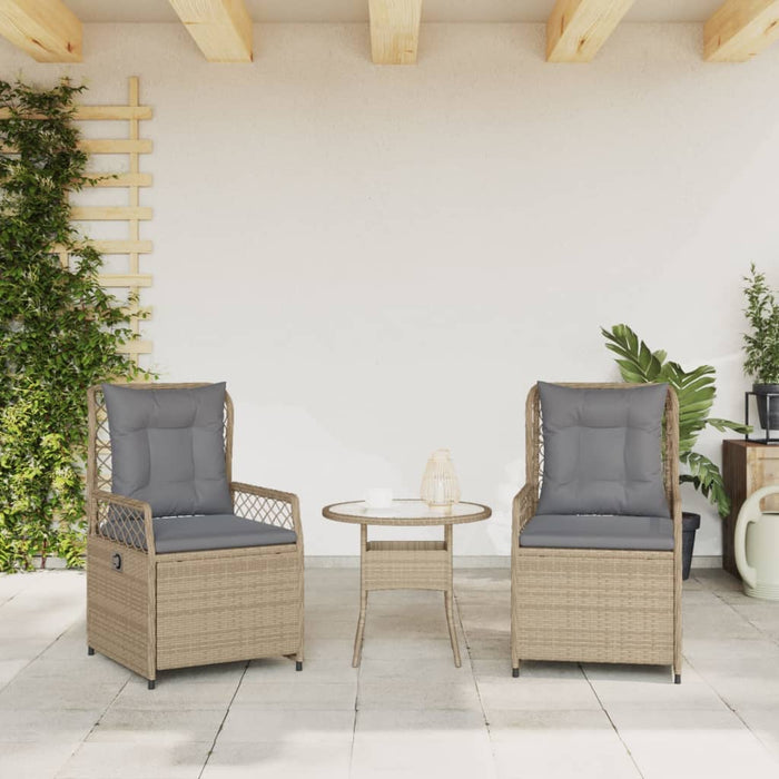 Sedie da Giardino Reclinabili 2 pz Beige Polyrattan 368664