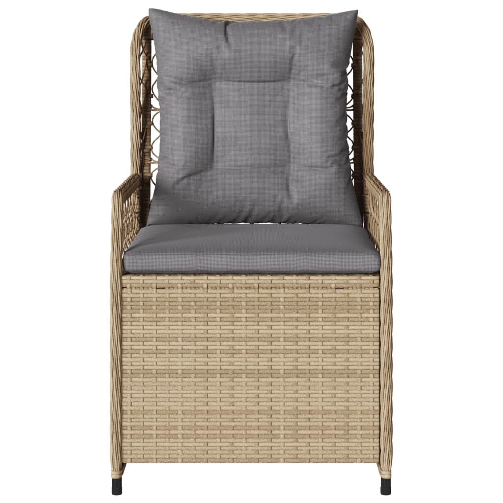 Sedie da Giardino Reclinabili 2 pz Beige Polyrattan 368664