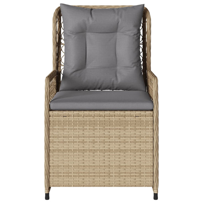 Sedie da Giardino Reclinabili 2 pz Beige Polyrattan 368664