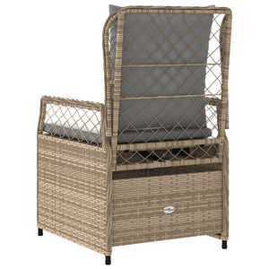 Sedie da Giardino Reclinabili 2 pz Beige Polyrattan 368664