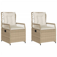 Sedie da Giardino Reclinabili 2 pz Beige Polyrattan 368665