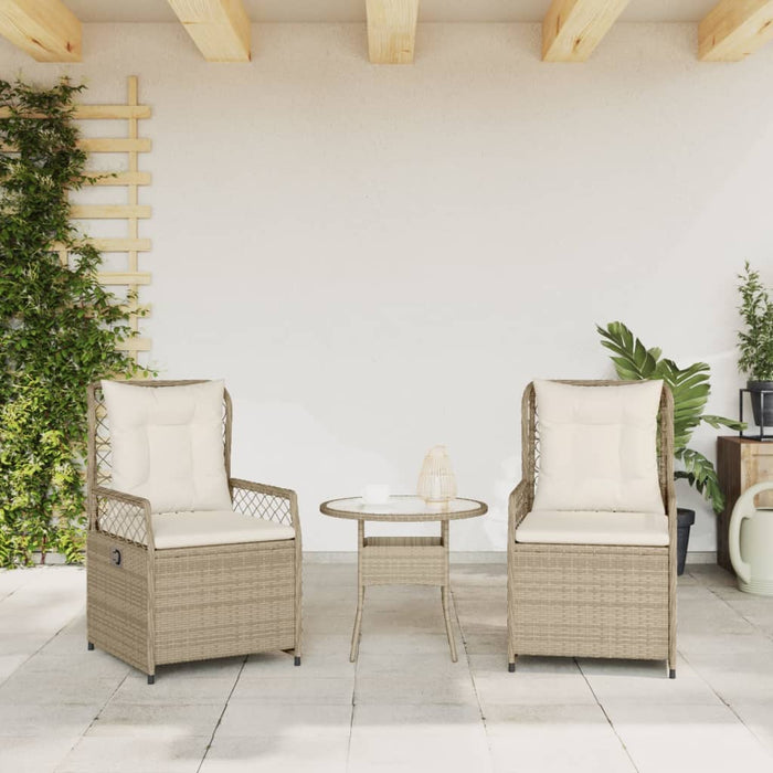 Sedie da Giardino Reclinabili 2 pz Beige Polyrattan 368665