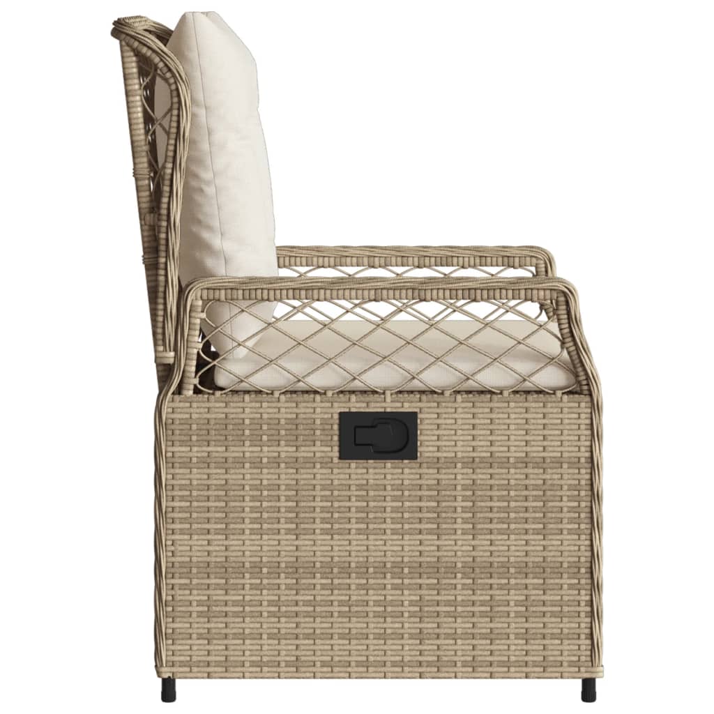 Sedie da Giardino Reclinabili 2 pz Beige Polyrattan 368665