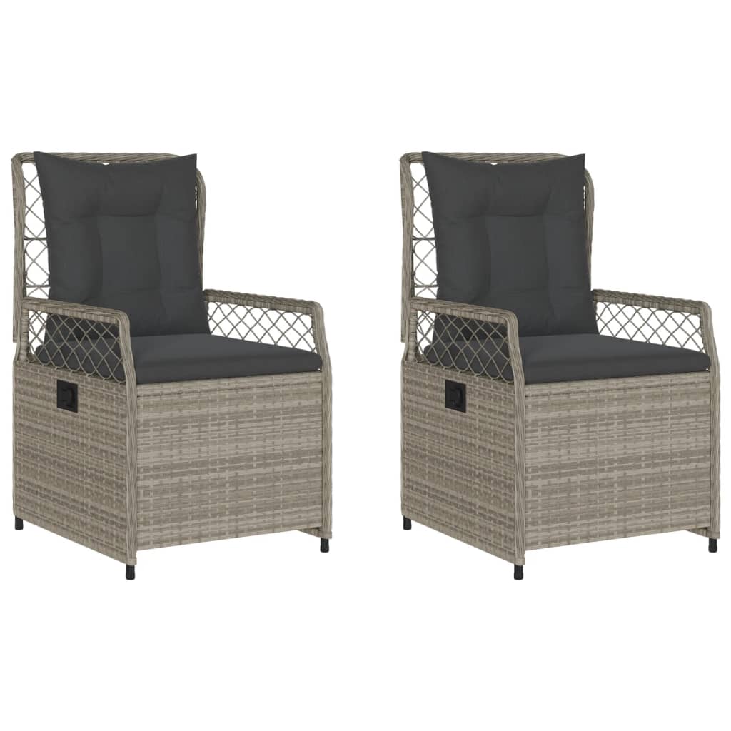 Sedie da Giardino Reclinabili 2 pz Grigio Chiaro Polyrattan 368666
