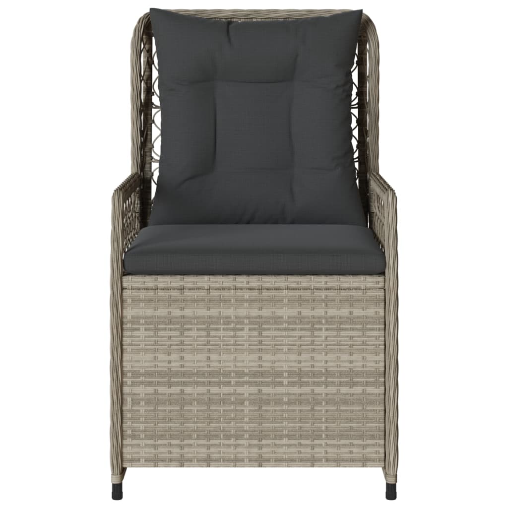 Sedie da Giardino Reclinabili 2 pz Grigio Chiaro Polyrattan 368666