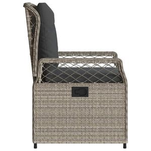 Sedie da Giardino Reclinabili 2 pz Grigio Chiaro Polyrattan 368666