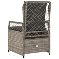 Sedie da Giardino Reclinabili 2 pz Grigio Chiaro Polyrattan 368666