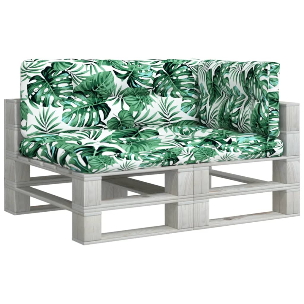 vidaXL Cuscini per Pallet 3 pz Motivo a Foglie Tessuto