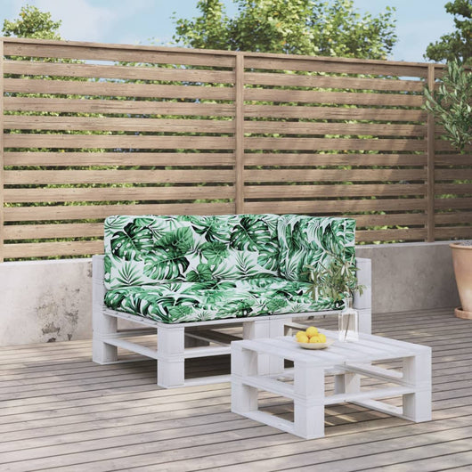 vidaXL Cuscini per Pallet 3 pz Motivo a Foglie Tessuto