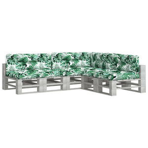 vidaXL Cuscini per Pallet 7 pz Motivo a Foglie Tessuto