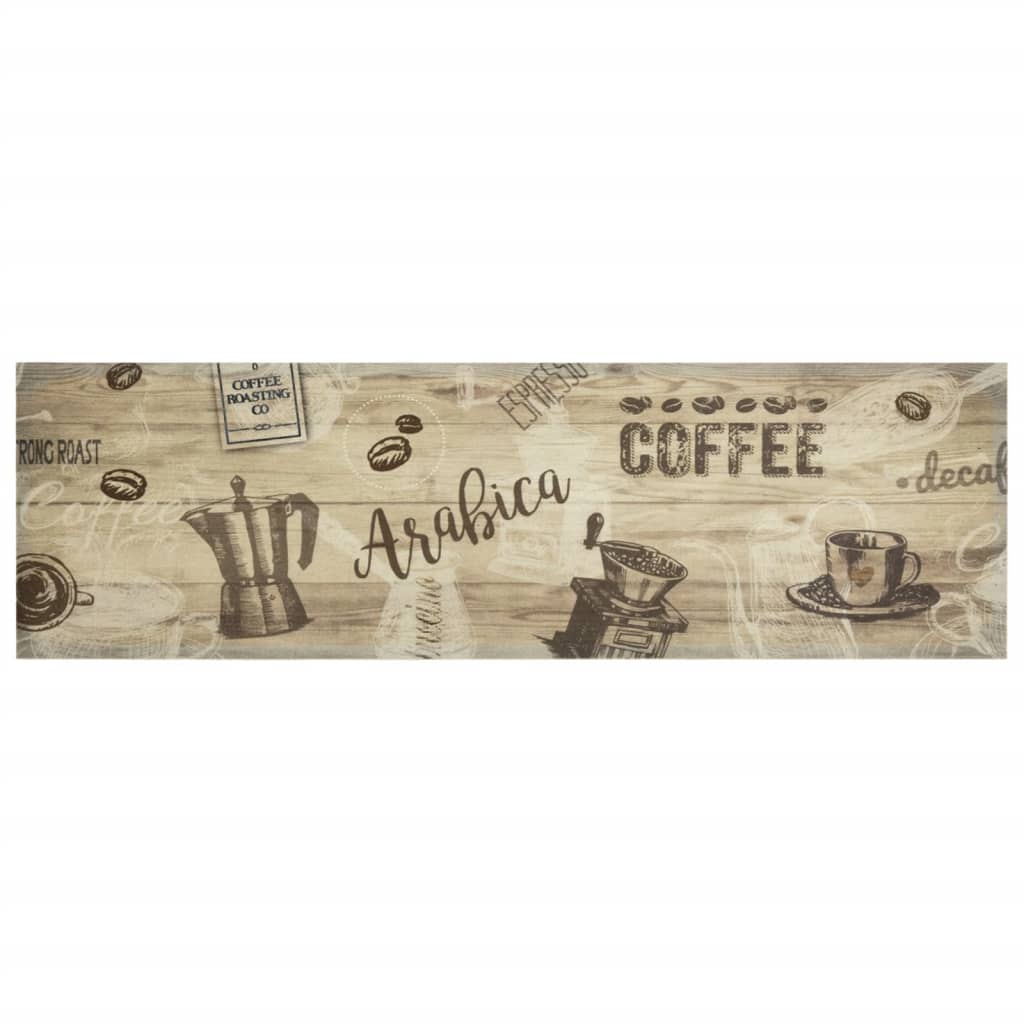 Tappeto da Cucina Lavabile Marrone Caffè 45x150 cm in Velluto 4005578