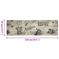 Tappeto da Cucina Lavabile Grigio Caffè 45x150 cm in Velluto 4005581