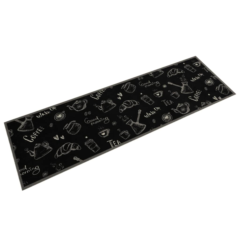 Tappeto da Cucina Lavabile Nero Mattutino 45x150 cm in Vellutocod mxl 115017