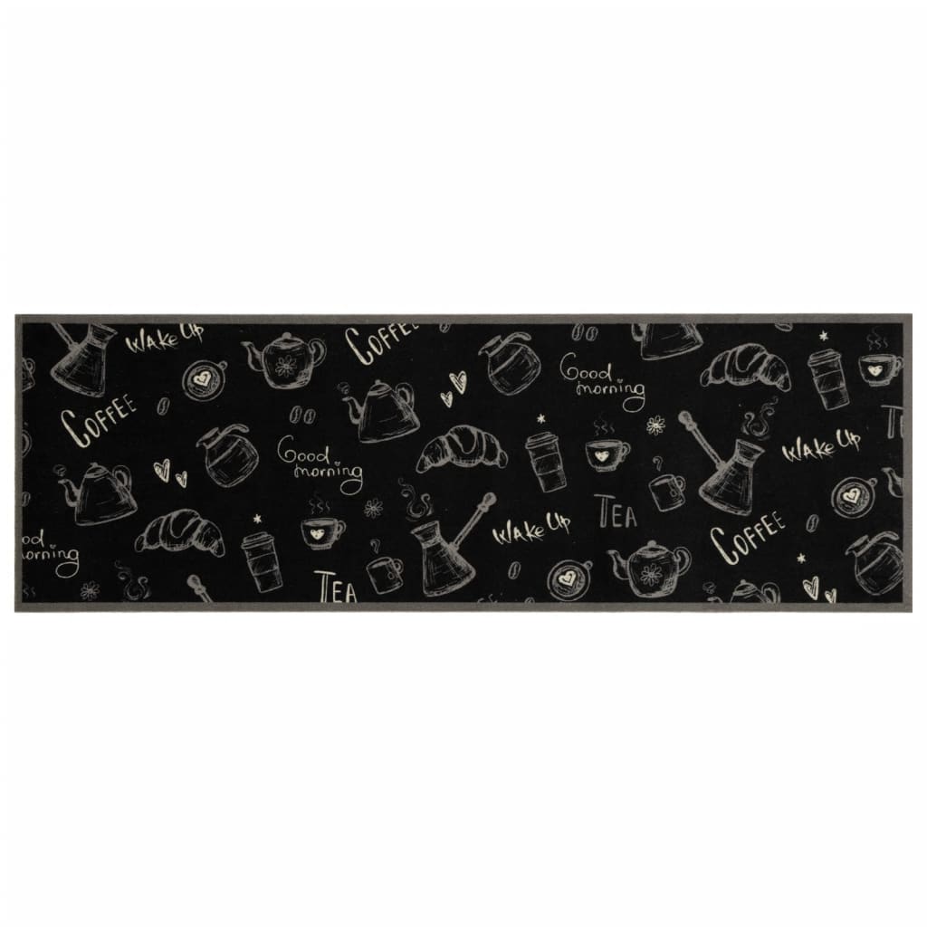 Tappeto da Cucina Lavabile Nero Mattutino 60x180 cm in Velluto 4005585