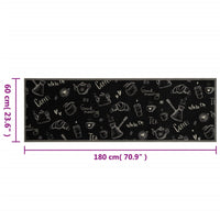 Tappeto da Cucina Lavabile Nero Mattutino 60x180 cm in Velluto 4005585