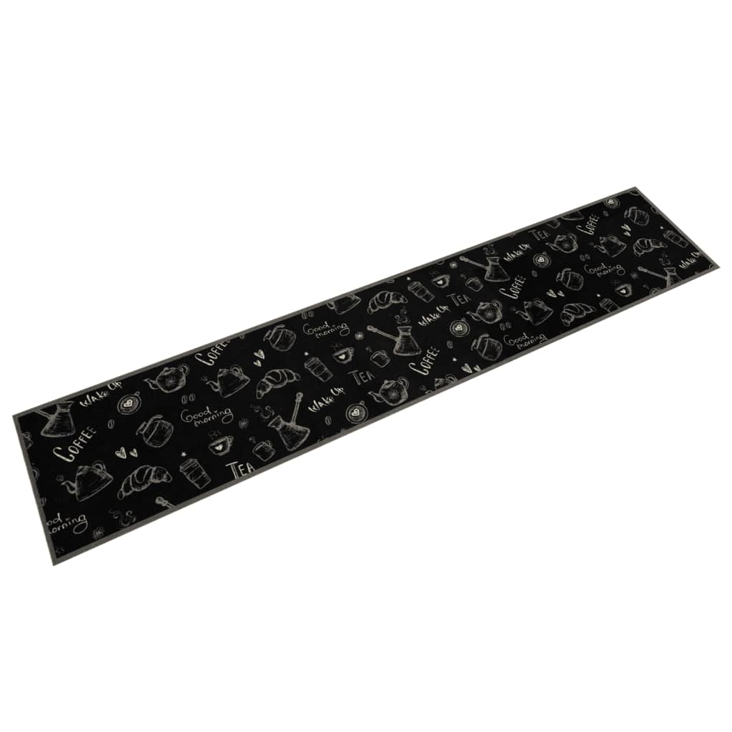 Tappeto da Cucina Lavabile Nero Mattutino 60x300 cm in Vellutocod mxl 115016