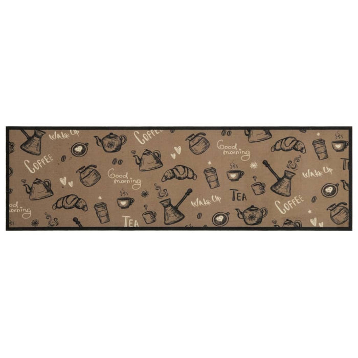 Tappeto da Cucina Lavabile-Tappetino da Cucina Marrone Mattutino 45x150 cm Velluto