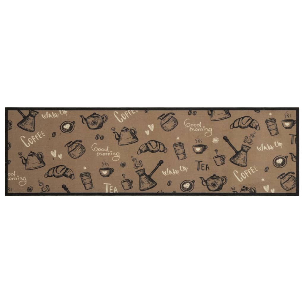 Tappeto da Cucina Lavabile Marrone Mattutino 45x150 cm Velluto 4005587