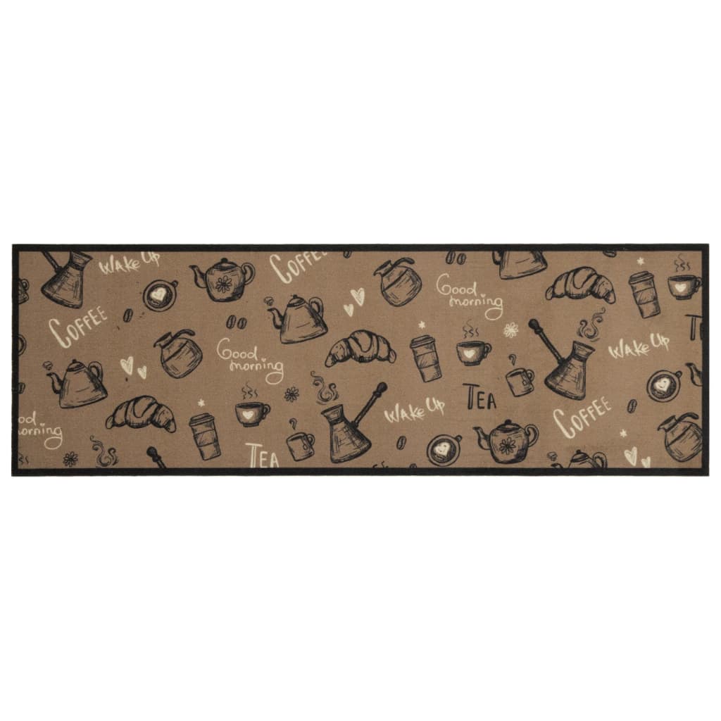 Tappeto da Cucina Lavabile Marrone Mattutino 60x180 cm Velluto 4005588