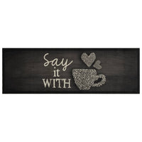 Tappeto da Cucina Lavabile Nero Tazza 60x180 cm in Velluto