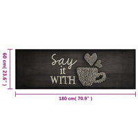 Tappeto da Cucina Lavabile Nero Tazza 60x180 cm in Velluto