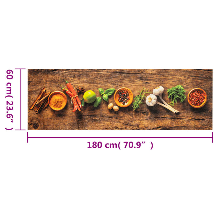 Tappeto da Cucina Lavabile-Tappetino da Cucina Spezie 60x180 cm Velluto 593598