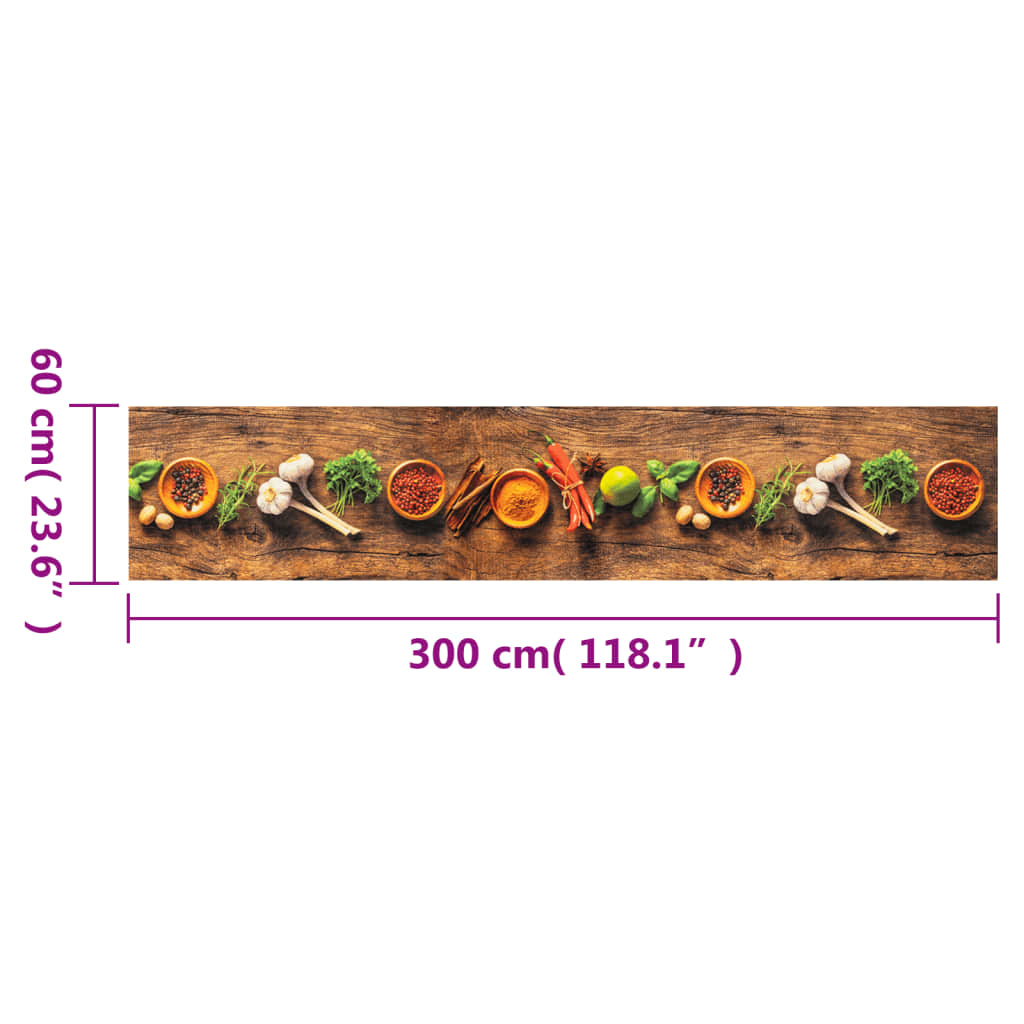 Tappeto da Cucina Lavabile-Tappetino da Cucina Spezie 60x300 cm Velluto 805032