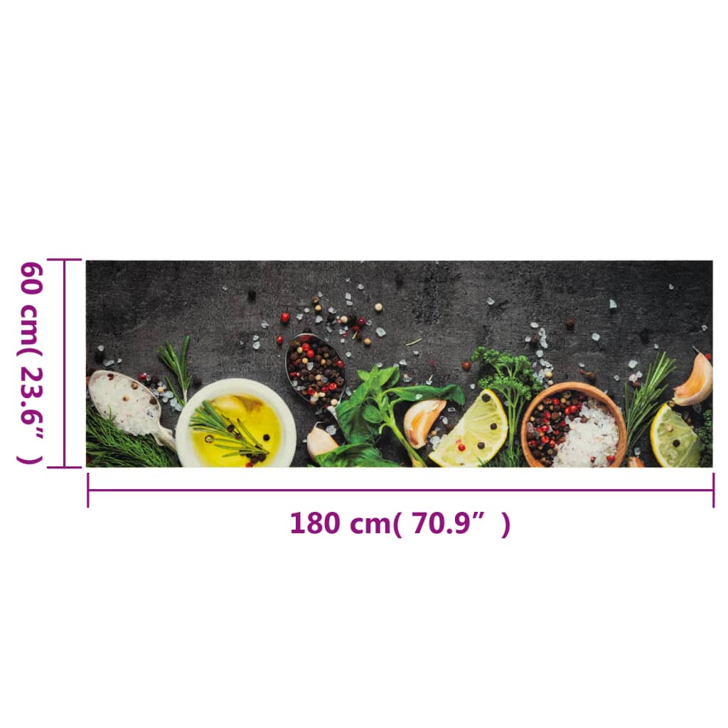 Tappeto da Cucina Lavabile-Tappetino da Cucina Spezie 60x180 cm Velluto 224952
