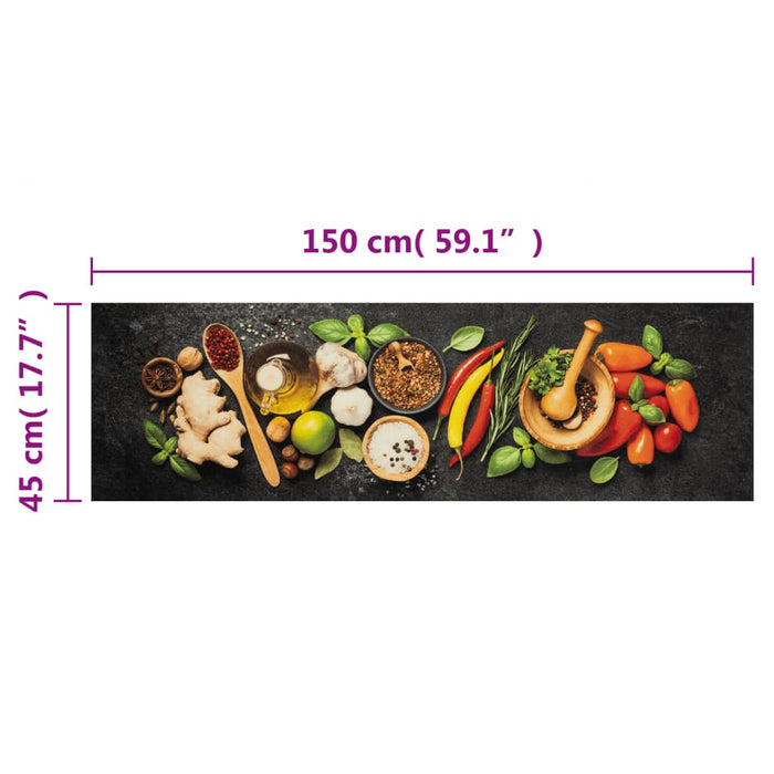 Tappeto da Cucina Lavabile-Tappetino da Cucina Spezie 45x150 cm Velluto 773675